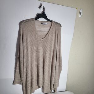 Jennifer Lopez Sweater Women Brown V Neck Pullover 2XL